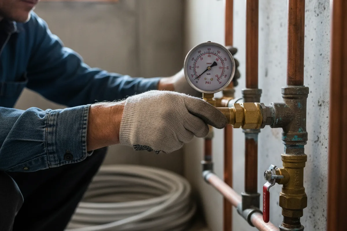 Pressure testing a repaired line during Water Line Repair in Tucker